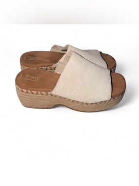 TOMS Cream Suede Platform Mule Sandals